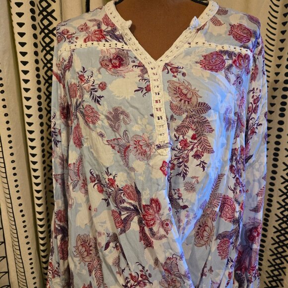 Vintage America Wesley drape twist-front boho blouse - Picture 1 of 11